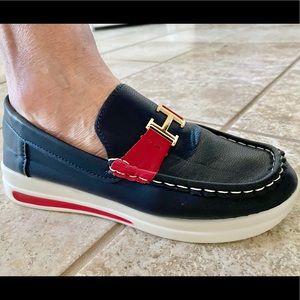 Navy & Red Vegan Lightweight Designer Loafers New W/O Box